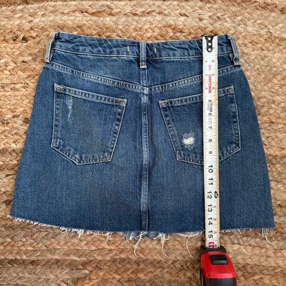 Free People Size 27 Distressed Denim Mini Skirt Western Festival Summer - Picture 5 of 6